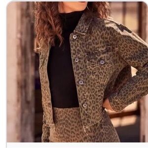Pistola cropped animal print denim jacket